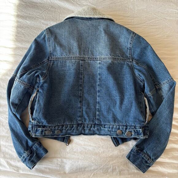 90’s Y2K April Jeans Sherpa Lined Cropped Denim Jacket - Picture 2 of 8